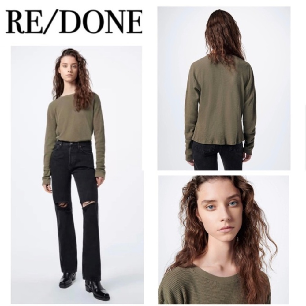 RE/DONE Thermal Waffle Crew Long Sleeve T-Shirt NEW